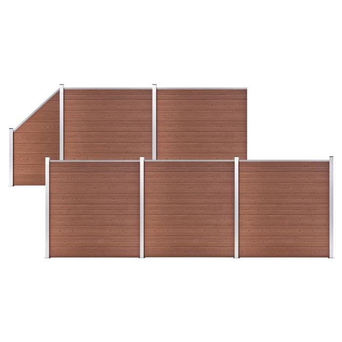 Ensemble de clôture WPC - VIDAXL - 965 x 186 cm - Marron - 54 panneaux - Résistant à la pourriture