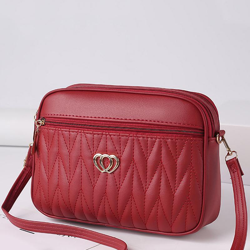 

Большая вместительная сумка через плечо с тремя молниями, новая модная и простая монохромная сумка для камеры с вышитым ромбовидным узором