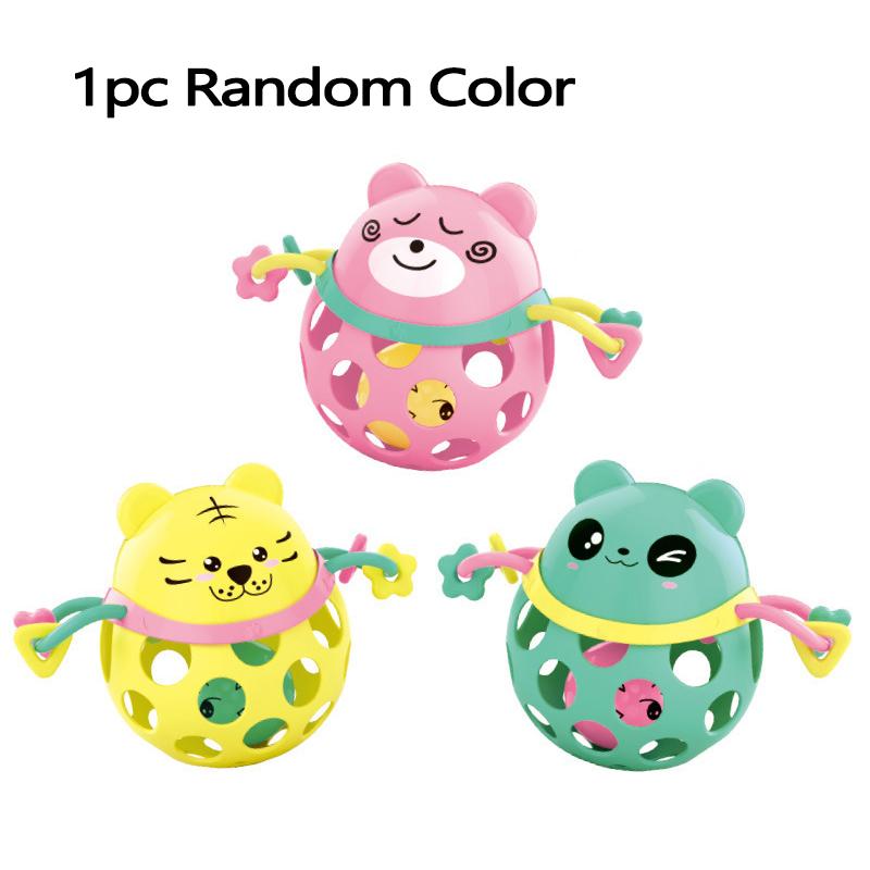 Infant Silicone Cartoon Rattle Teether Toys Anti Thumb Sucking Handheld Easy Grip Educational Hand Bell Toys Gift For Toddler