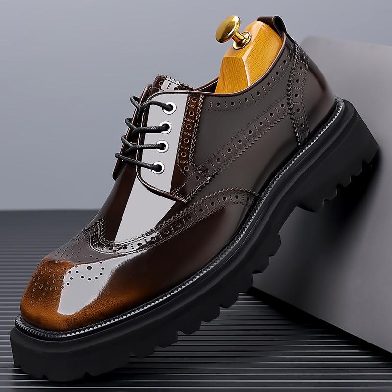Men s European Style Retro Brogue Lace-up Leather Shoes 40 коричневый