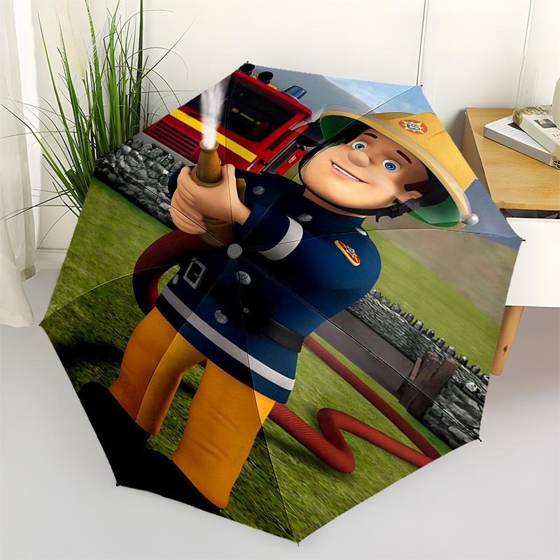 

Fireman Fire trucks Themed Travel Umbrella-8 Ribs Automatic Opening and Closing, Portable Folding Design, Compact and Stylish Umbrella Suita