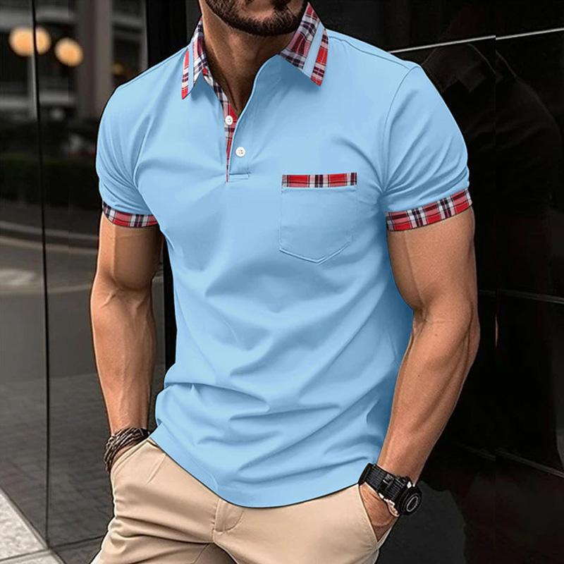 Letní novinka 2023 Pánské ležérní polokošile s krátkým rukávem Kancelářská móda Tričko s klopou Pánské prodyšné polokošile Pánské oblečení