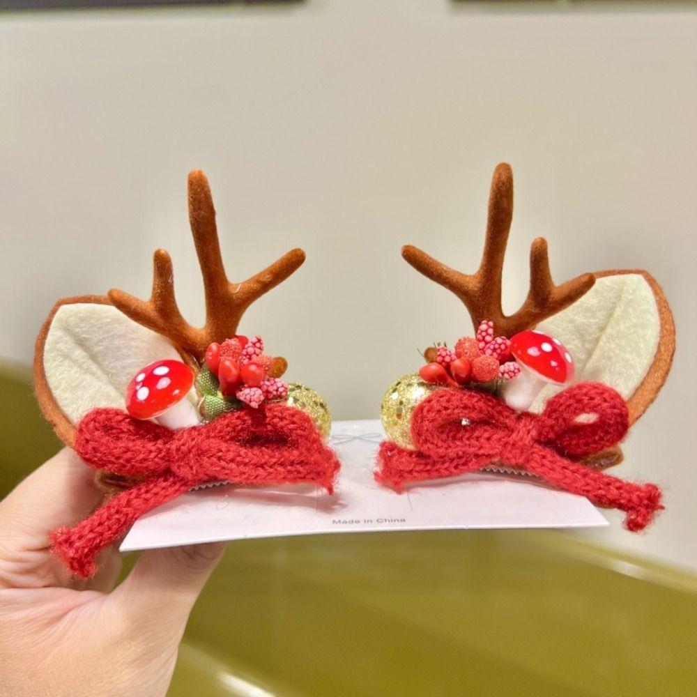 1Pair Cute Elk Horn Christmas Hairpin Antler Hair Accessories Hair Clips  Christmas Decor