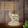 Kamdhenu Cow with Calf Idol Gold Silver Plated with Matte Finish | Home Decor Gaay Bachda Cow| Positive Energy | Wealth Idol Diwali Puja