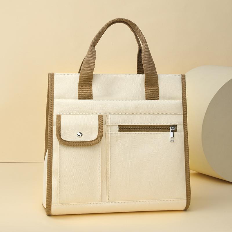 

Простая и вместительная холщовая сумка, женская новая повседневная сумка-тоут с контрастными цветами, сумка для учебы и работы
