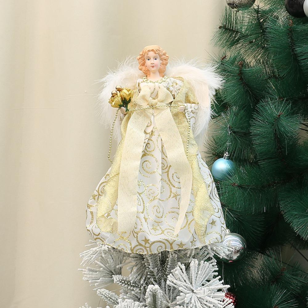 Golden Christmas Tree Top Star Delicate Christmas Angel Topper  Christmas Tree Top