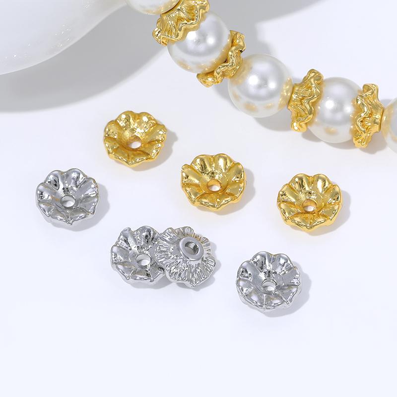 18K Gold Plated Brass Wave Shape Beads Caps 8mm Spacer End Caps For DIY Handmade Bracelet Jewelry Making Accessories