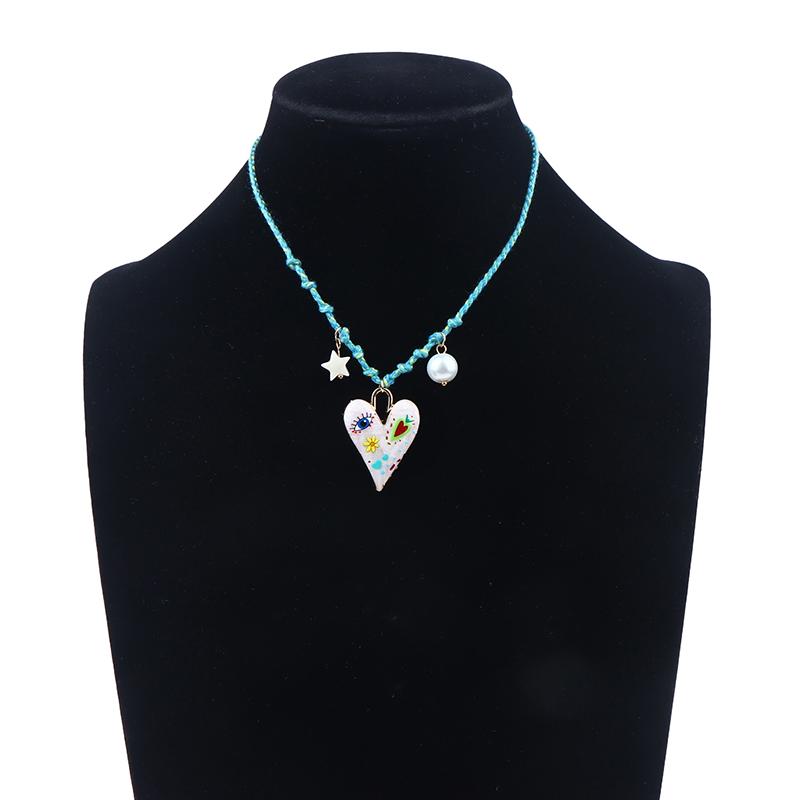 Handgefertigte geknotete Seil Herz Anhänger Halskette Pullover Kette Stapelbare Stern Perlen Halskette Für Frauen Schmuck Geschenk