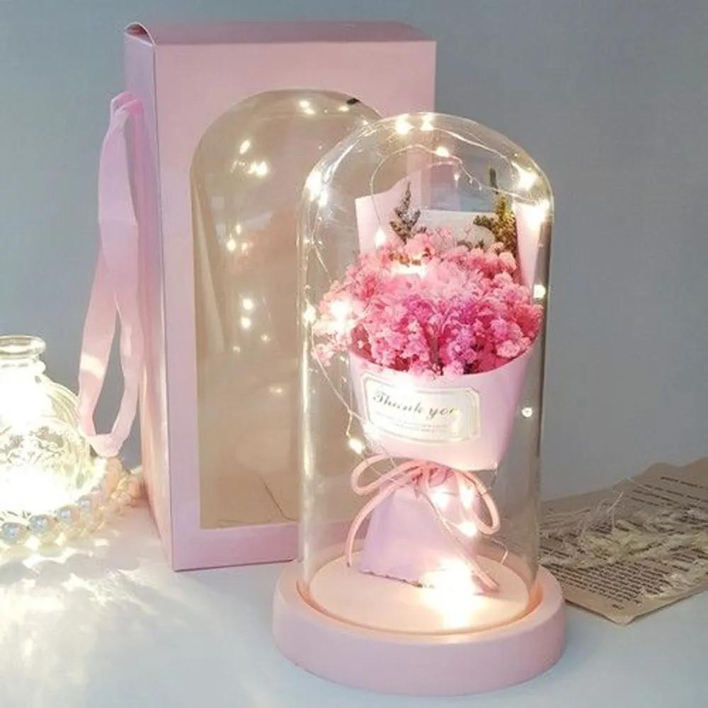 Pink Carnation LED Mood Light Bouquet Parents' Day Teachers' Day Gift for Parents Flower Light