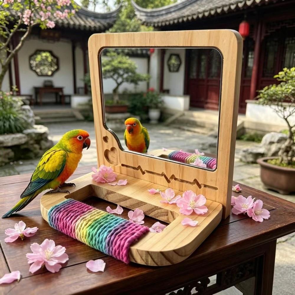 Anti-slip Wood Bird Training Stand Bite Resistant Birds Grinding Perch Holder  Foraging Activity