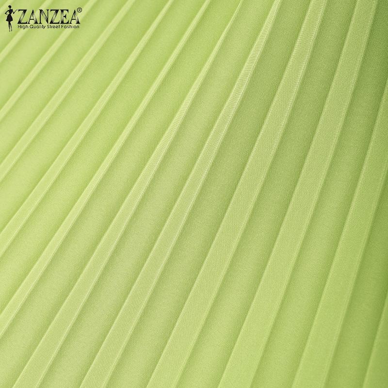 ZANZEA Women Summer Stand Neck Casual Sleeveless Short Dress