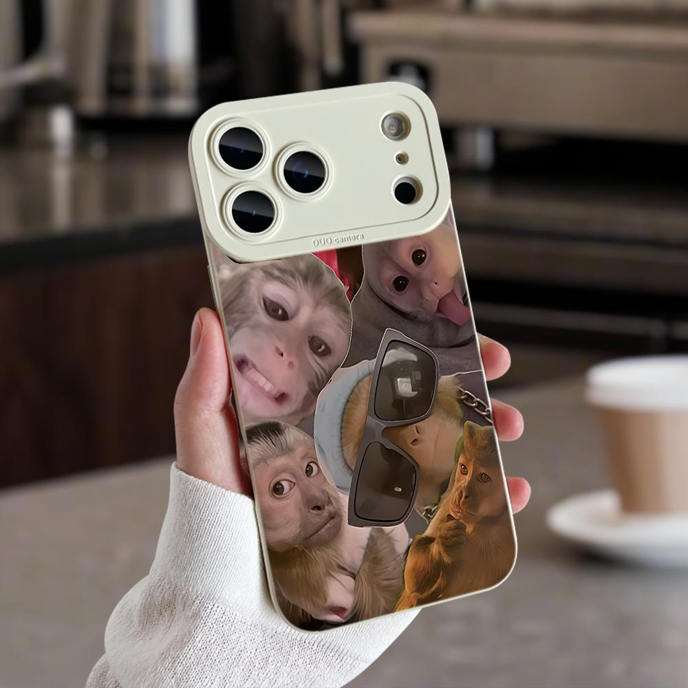 Funny Monkey With Sunglasses Collage Print Phone Case For iPhone 17 16 15 14 13 12 11 Pro Max XS XR X 17 Air 16 Plus Soft Cover