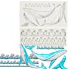 New Ocean Blue Whale Wave Ripple Fondant Silicone Mold DIY Chocolate Decorative Cake Baking Tool Resin Mold