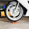 Motorcycle Wheel Cleaning Roller Stand with Steel Frame, Aluminium Rollers, Motorcycle Maintenance Stand for Tyre Cleaning and Chain Lubrication