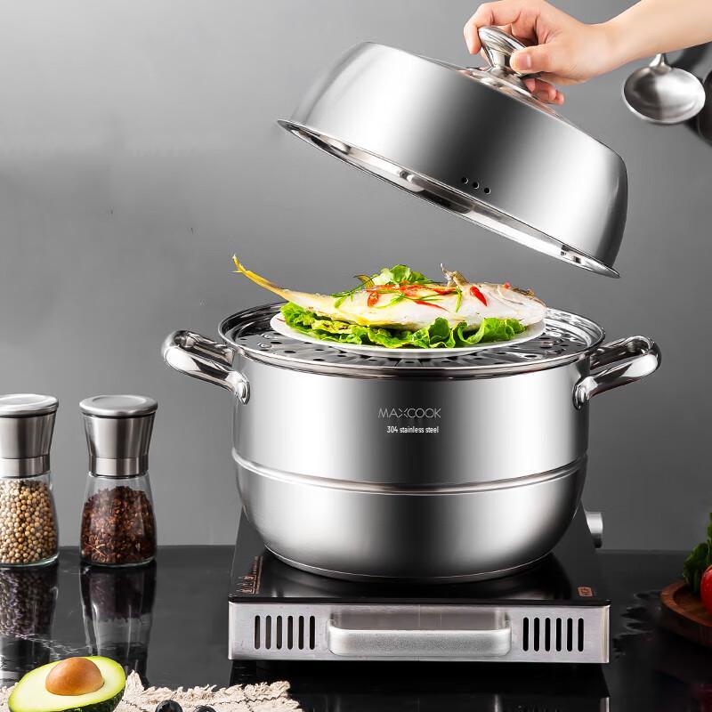 Meichu 28cm 304 Stainless Steel Double Steamer Pot