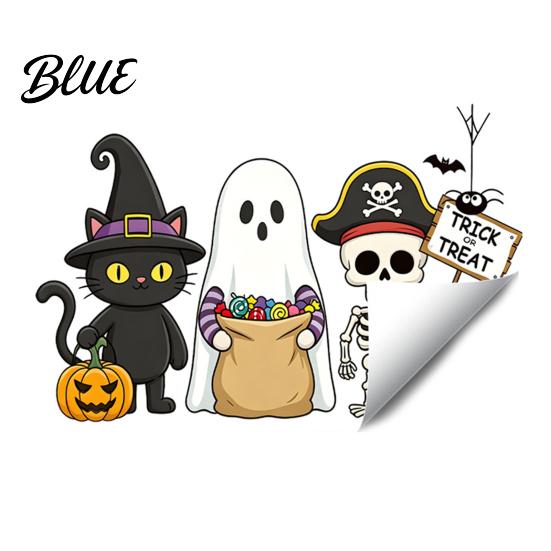 Halloween Window Cling Static Glass Sticker No Residue Reusable Clings Festive Sticker Decal with Dwarf Wizards Black Cats Ghosts Skeletons Pattern