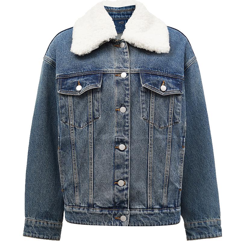 

Женская джинсовая куртка VEROMODA с воротником из искусственного меха и эффектом потертости XS