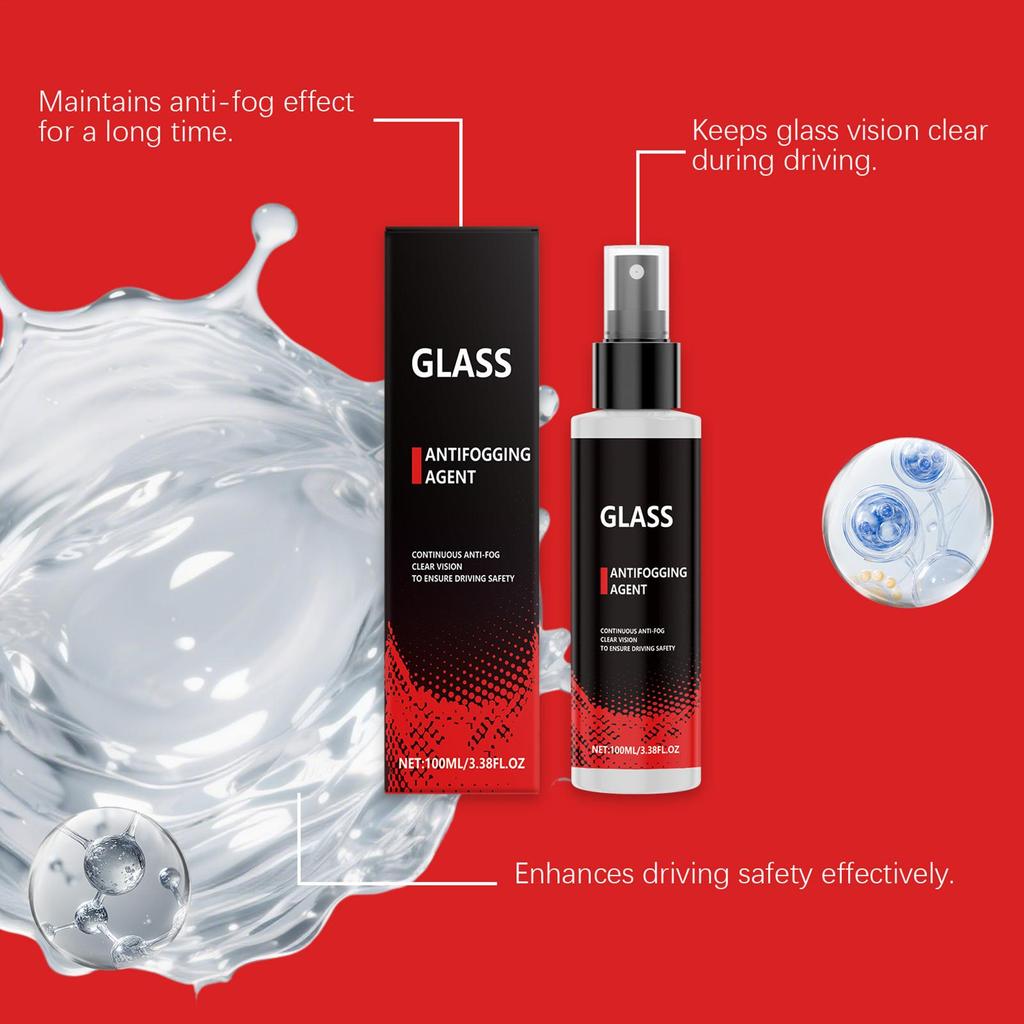 Windshield Anti Fog 100ml Glass Cleaning Defogger Window Cleaning Spray For Goggles Mirror Automotive Shower Motorcycle Vehicle