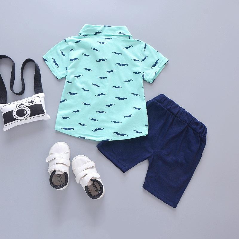 New Cute Short Sleeve Romper Set for Infant Boys Breathable Comfortable Summer Children Outfit for Daily and Outdoor