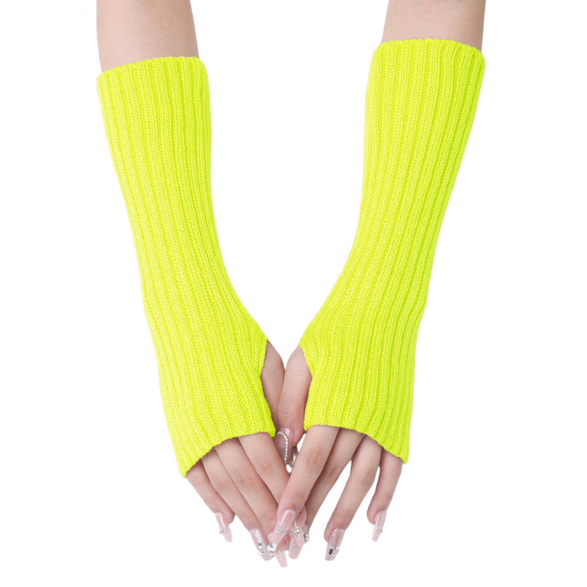 Длинные полосатые перчатки Новые шерстяные рукава для мужчин и женщин Средняя длина Вязаные теплые без пальцев Поддельные рукава