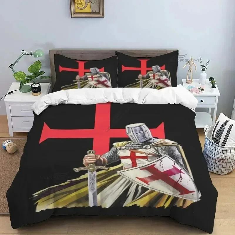 Medieval Knights Templar Patterns Supplies Set Duvet Cover Set Bedding Sets Adults Bed Pillowcases No Filling Birthday Gifts