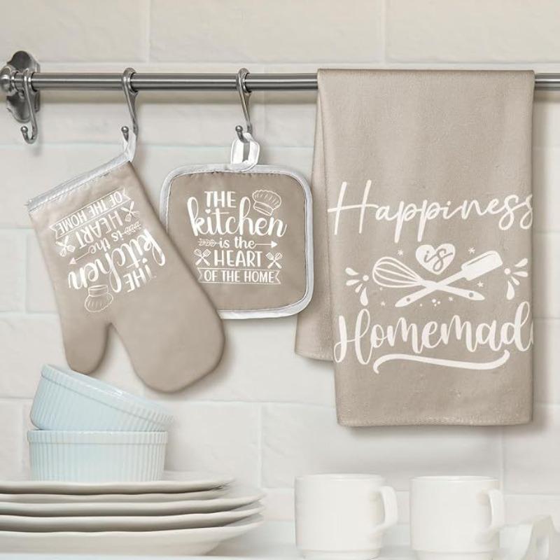 Cotton Thickened Oven Insulated Gloves Insulated Placemat Thickened Absorbent Kitchen Towel Kitchen Baking Set