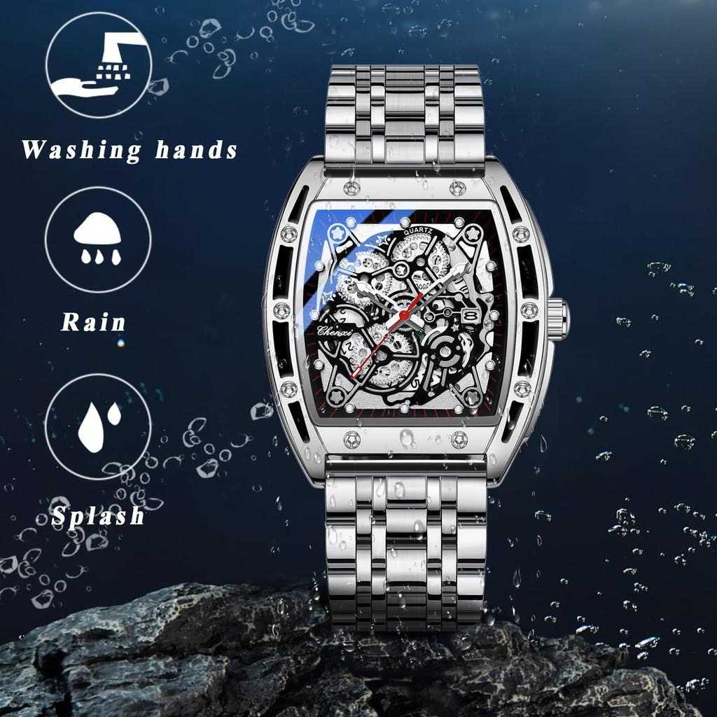 Men's Watch Stainless Steel Silver 3ATM Waterproof Luminous Analog Display Calendar Gear Decoration Quartz Fashion Accessory - Birthday Anniversary
