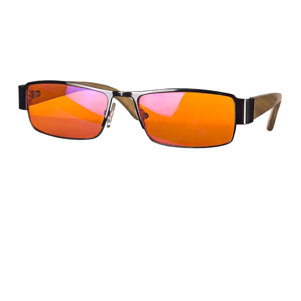 SHINU anti blue light lenses yellow driving glasses sleep glasses red lens orange gamging lens with wood leg frame