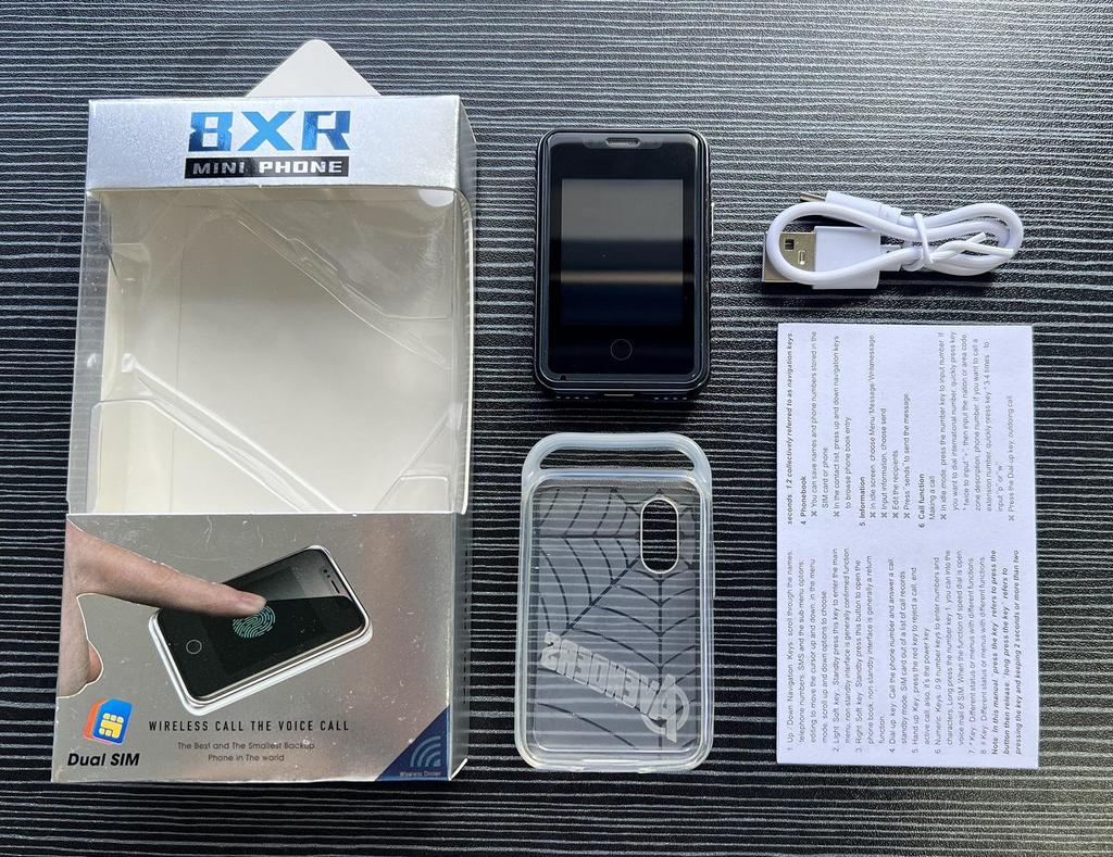 8XR Mini Bluetooth Mobile Phone: 1.77-inch Touchscreen, Card Slot, Candybar Design, Feature Phone.