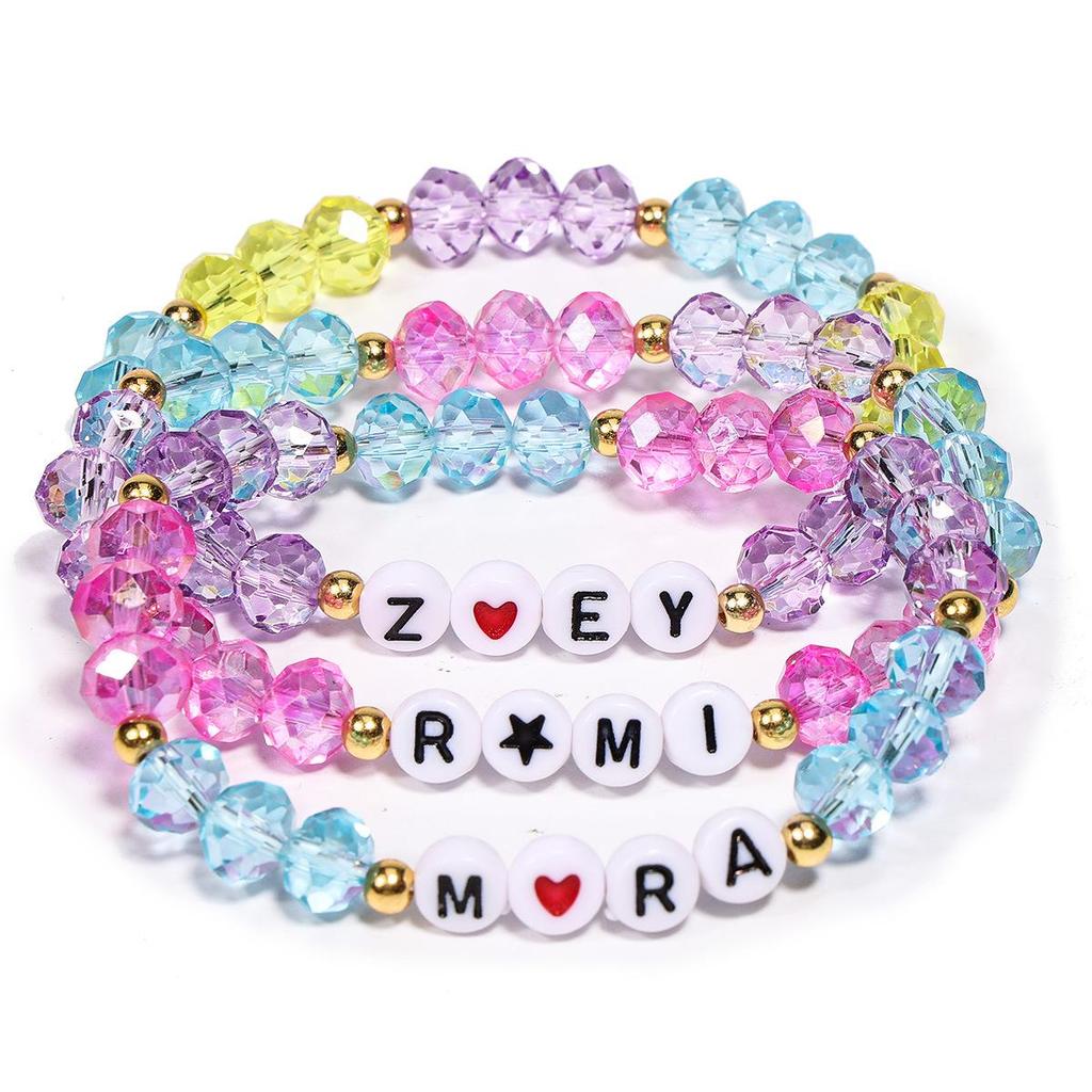 Kristallarmband-Set mit Glasperlen für Mädchen - K-Pop-inspiriertes stapelbares Schmuckgeschenk