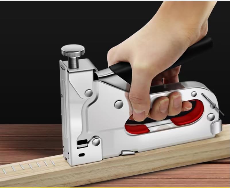 JiangMuXin Hand Tacker Nail Gun with 3000 Replacement Needles and Power Cord Nail Gun for DIY and Staple Puller 3-in-1 (U-, T-, U-Shaped) - Heavy-Duty