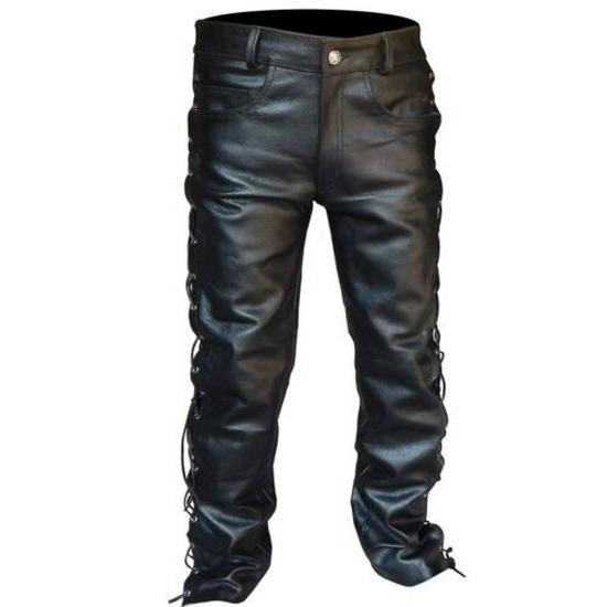 2019 Wish Lace-up High Waist PU Leather Pants - Solid Color, Trendy European & American Style