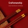 Red Sandalwood Chicken Wing Wood Chopstick Set - Single-Chopstick Gift Box, Paint-Free, Wax-Free, Ideal for New Year Gifts.