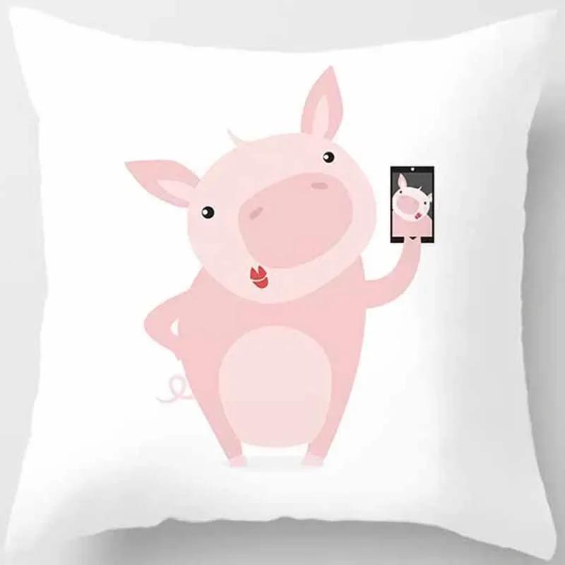 Cute Animal Print Square Pillowcase Home Decoration Car Sofa Cushion Cover