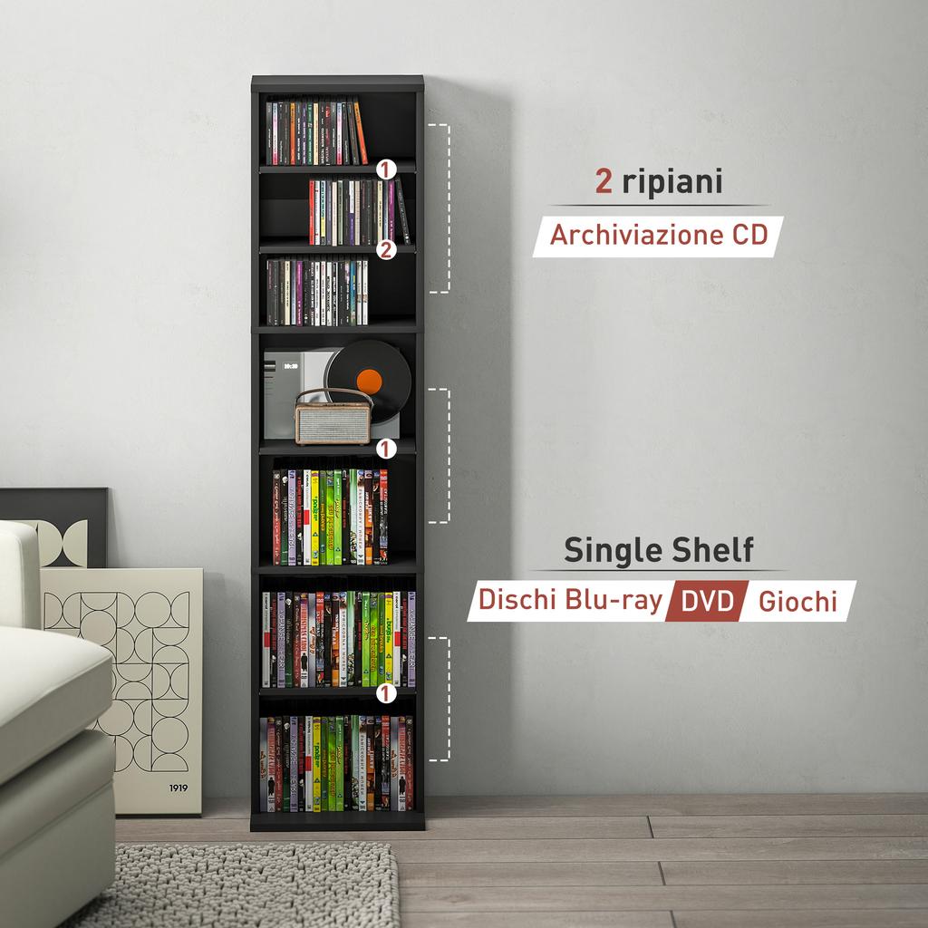 260 Narrow CD Storage Unit - Black
