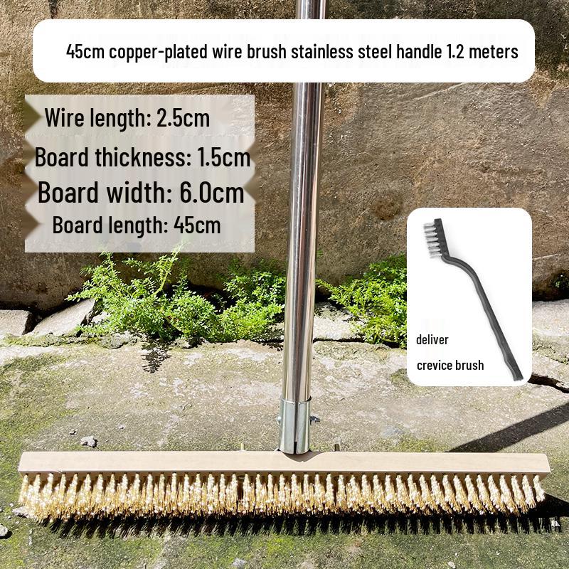 Stainless Steel Wire Floor Scrubber with Long Handle and Hard Bristles