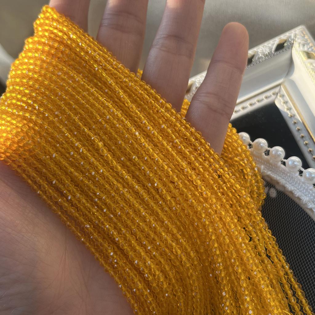 5String, Facet Natural Stone Spinel Beads, Fashion Golden Yellow Loose Spacer Beads, 2mm, 3mm for DIY Necklace, Bracelet, Anklet Accessories 38cm