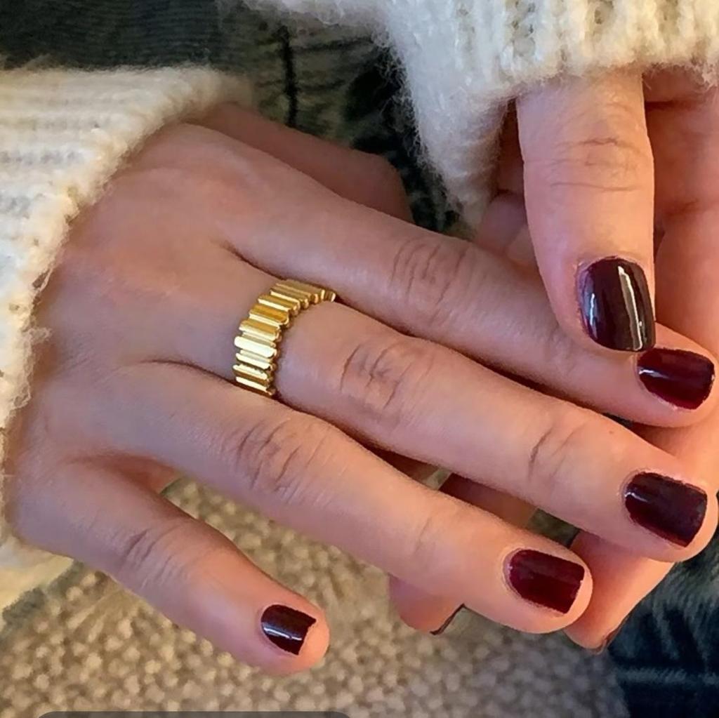 Französischer INS Geometrischer Streifen 18K Goldplattierter Ring - Retro Chic Zeigefinger Schmuck für Damen