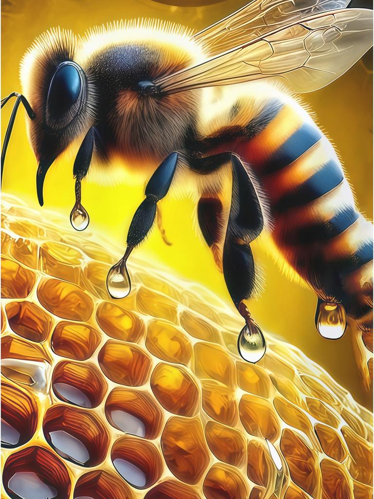 Men's Full-Body Bee Print T-Shirt - Breathable Short Sleeve Round Neck Casual Top with 3D Bee Design, Machine Washable Suitable for Summer, & Casual