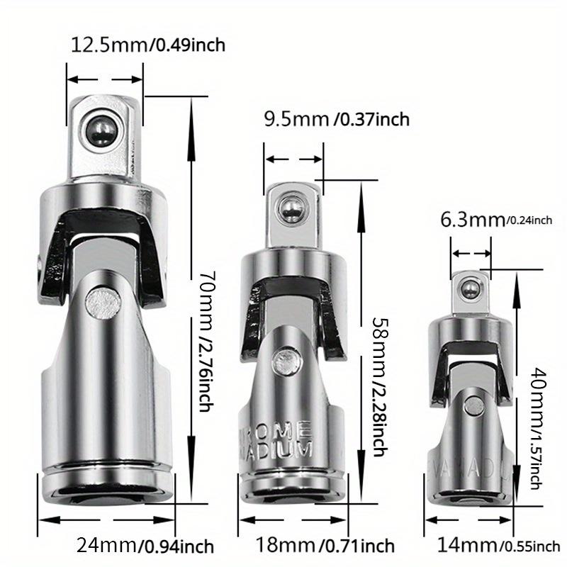 3-teiliges Universalgelenk-Set, Ratschenwinkel-Verlängerungsstangen-Steckschlüsseladapter, manueller und pneumatischer biegsamer Adapter, Steckschlüssel-Werkzeuge