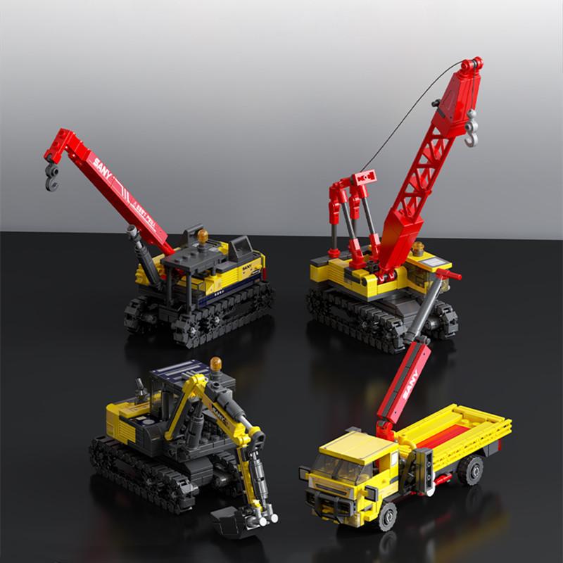 Professional Fishing Boys Sembo 4In1 Rotary Drilling Rig Building Blocks City Construction Engineering Vehicle Excavator Truck Bricks Kids Toys Gifts