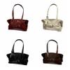 Korean Style Underarm Bag PU Leather Bowling Bag Fashion Retro Shoulder Bag  Women
