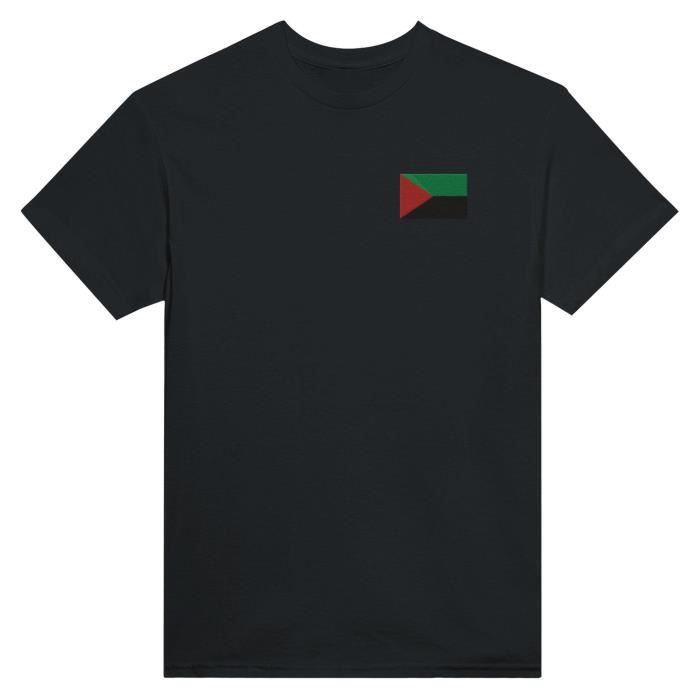 T-shirt - PIXELFORMA - Drapeau de la Martinique - Broderie Noir - 100% Coton - Coupe Classique