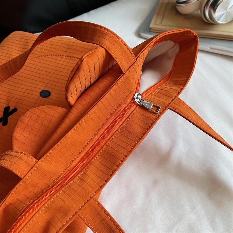 Student Cartoon Shoulder Bag Women's Large Capacity Solid Color Tote Bag