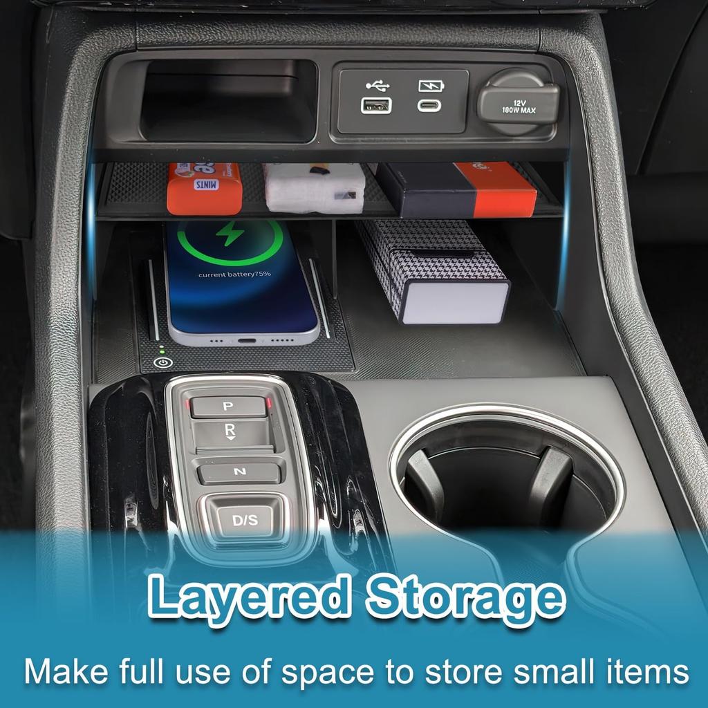 Upgraded Center Console Organizer For  2024 2025 Honda Pilot/2026 Honda Passport Accessories ABS Plastic Material Ert Divider Storage Box Car