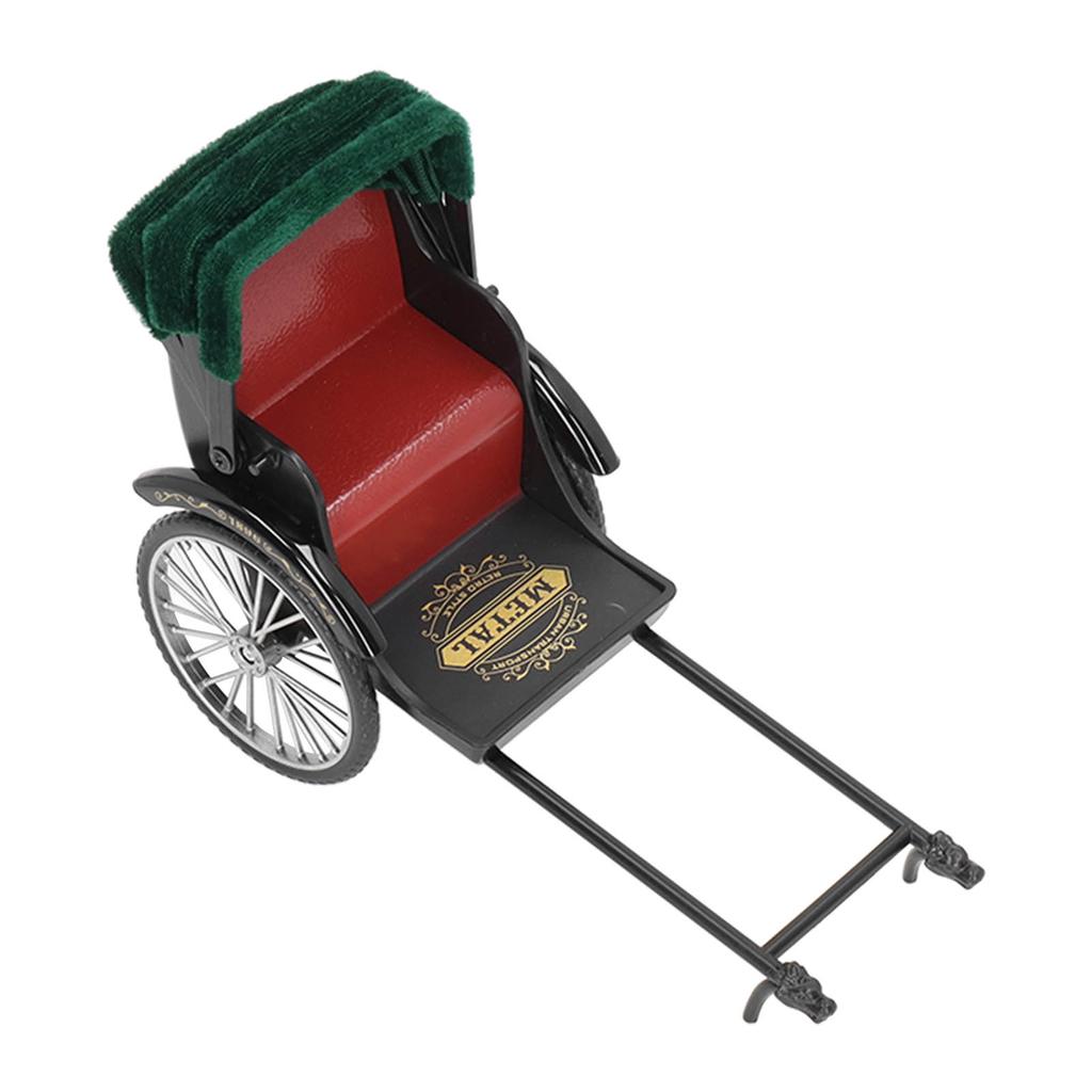 Simulation Rickshaw Model Toy Alloy Delicate Details Exquisite Workmanship Jinrikisha Decoration for Home Decoration