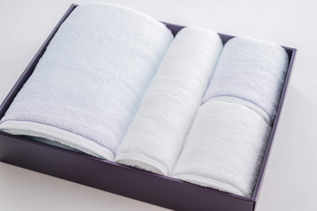 Imabari Towel Gift 1 prosop de baie 3 prosoape de față Fabricat în Japonia sara-la "irodori" Albastru/Alb