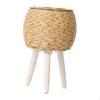 Flower Basket In Minimalist Design with Stand, Wooden Legs, Lightweight And Portable Plant Pot,