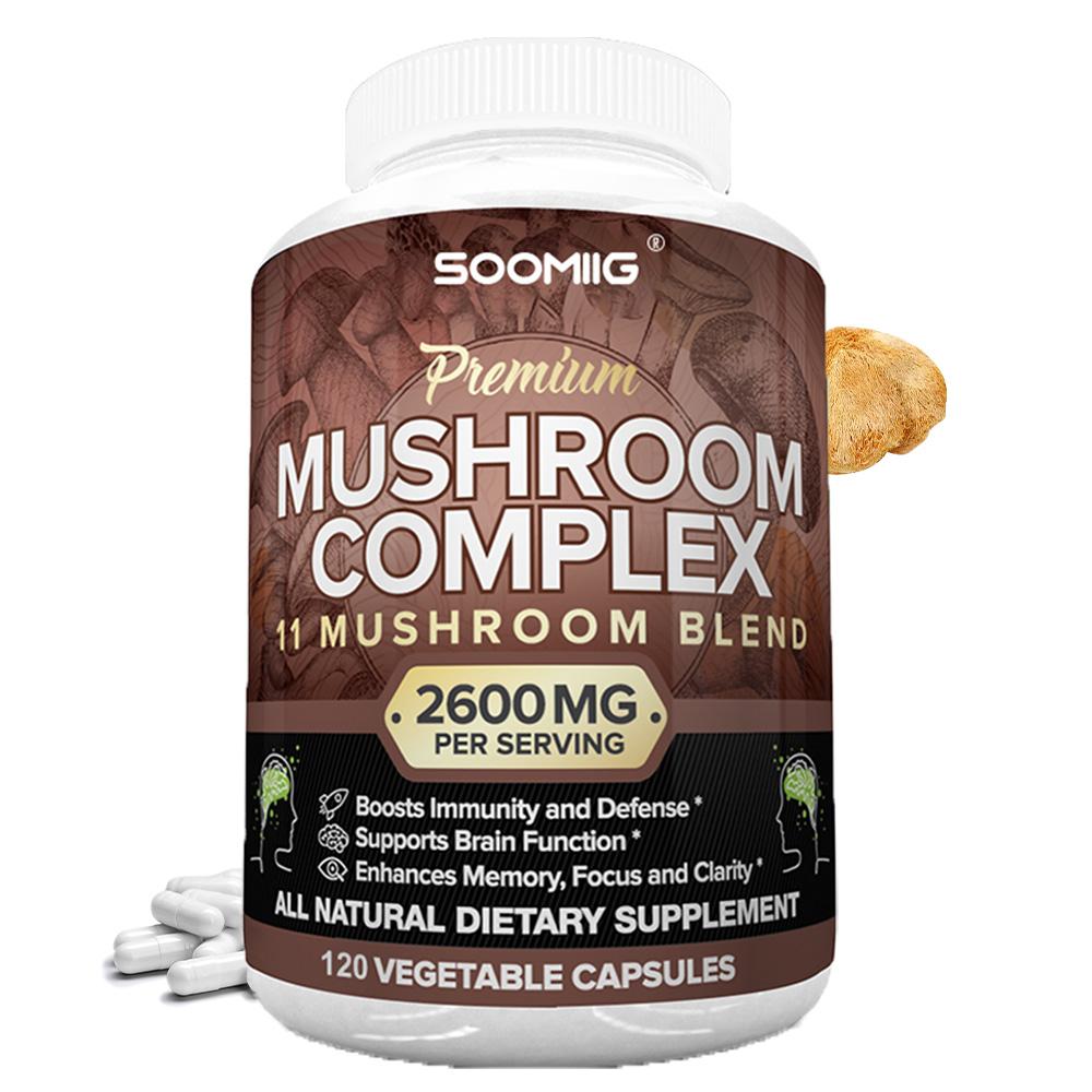 Mushroom Complex 120 Capsules Brain Support Increase Memory Immune Focus Health