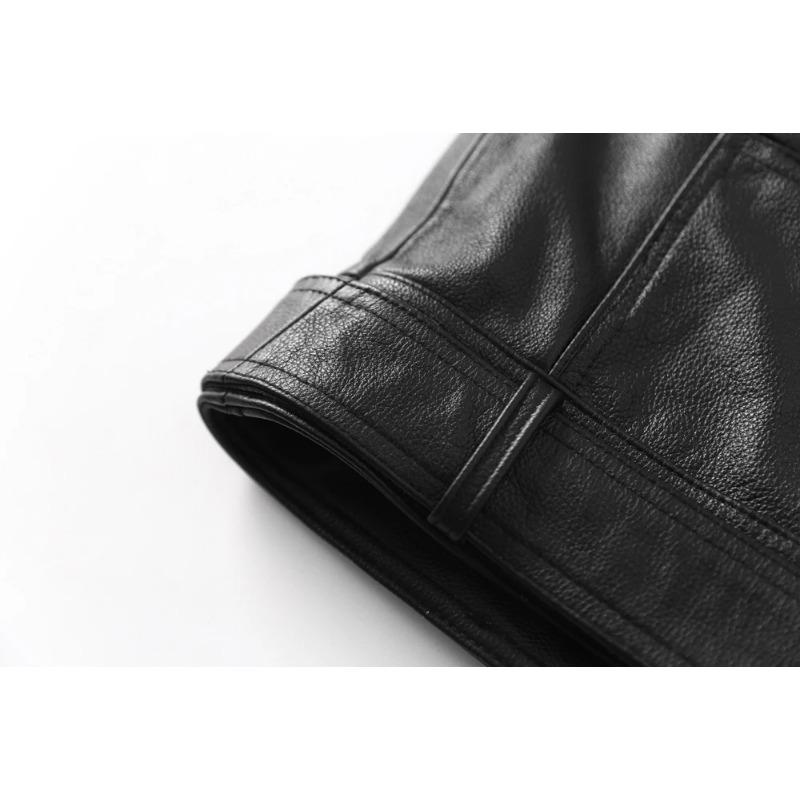 Chinese Size Genuine Leather Vest Men 100% Real Cowhide Slim Fit Motorcycle Vests Biker Sleeveless Jackets Spring Autumn Asian Size M595